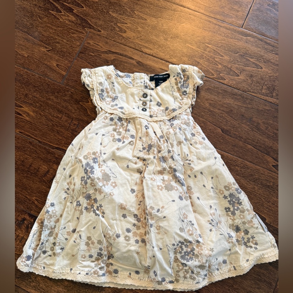 Calvin Klein Cream Floral Kids Dress